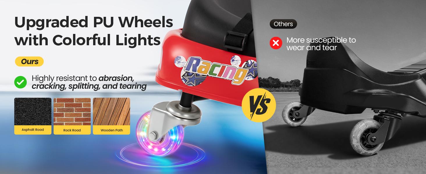 [Live] Sophia & William 24V Electric Wiggle & Drift 2-in-1 Go Kart with Light-Up Rear Wheels, 9.3 MPH Drifting Kids Ride On Car,  Ages 3+, with Slow Start, Flashing Wheels, Front Lights, Bluetooth Music, and Safety Harness, Gift for Boys & Girls