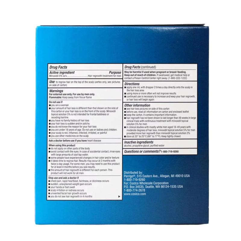 Kirkland Minoxidil 5% for Men Hair Care, Topical Solution Extra Strength Hair Regrowth Treatment for Men Dropper Applicator Included (1 month to 24 month supplies available) (1 month supply)