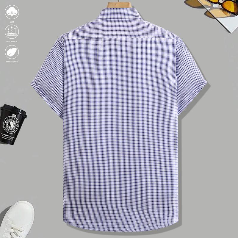 3-piece set, summer short-sleeve shirts, lightweight breathable plaid shirts, suitable for beach vacations, pool parties, and casual wear, plaid shirts, men's shirts, men's short-sleeve tops