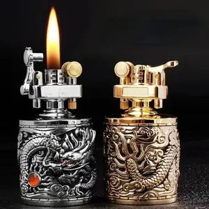 Vintage Dragon Carved Metallic Lighter