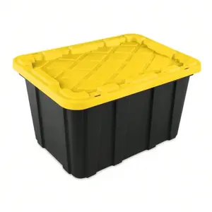 27 Gallon Heavy Duty Plastic Storage Bin with Snap-On Secure Lid, Stackable Durable Totes for Easy Transport, Ideal for Garage Basement Attic Home Workshop Organization