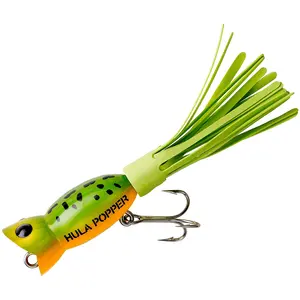 Arbogast Hula Popper 3/8 oz Fishing Lure - Frog/Yellow Belly