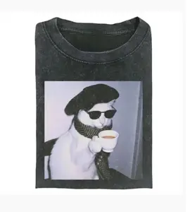 Funny Animal Vintage Graphic Tee, Wacky cat T-Shirt, Unisex Meme Cringe Funny Shirt, Menswear Womenswear Streetwear Cotton