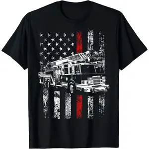 Fireman American Flag Thin Red Line Firefighter Shirt minimalist design, quick-dry moisture wicking, vintage style Birthday Anniversary Holiday Christmas Halloween