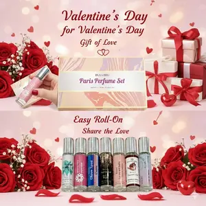 7Pcs Valentine's Day Perfume Set for Her | Long-Lasting Floral & Fresh Roll-on Fragrance | Portable 10ml Travel Size for Date Night & Hair Body | Romantic Gift Box for Girlfriend, Wife