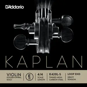 D'Addario Kaplan Golden Spiral Solo Loop End Violin Single E String, 4/4 Scale, Heavy Tension