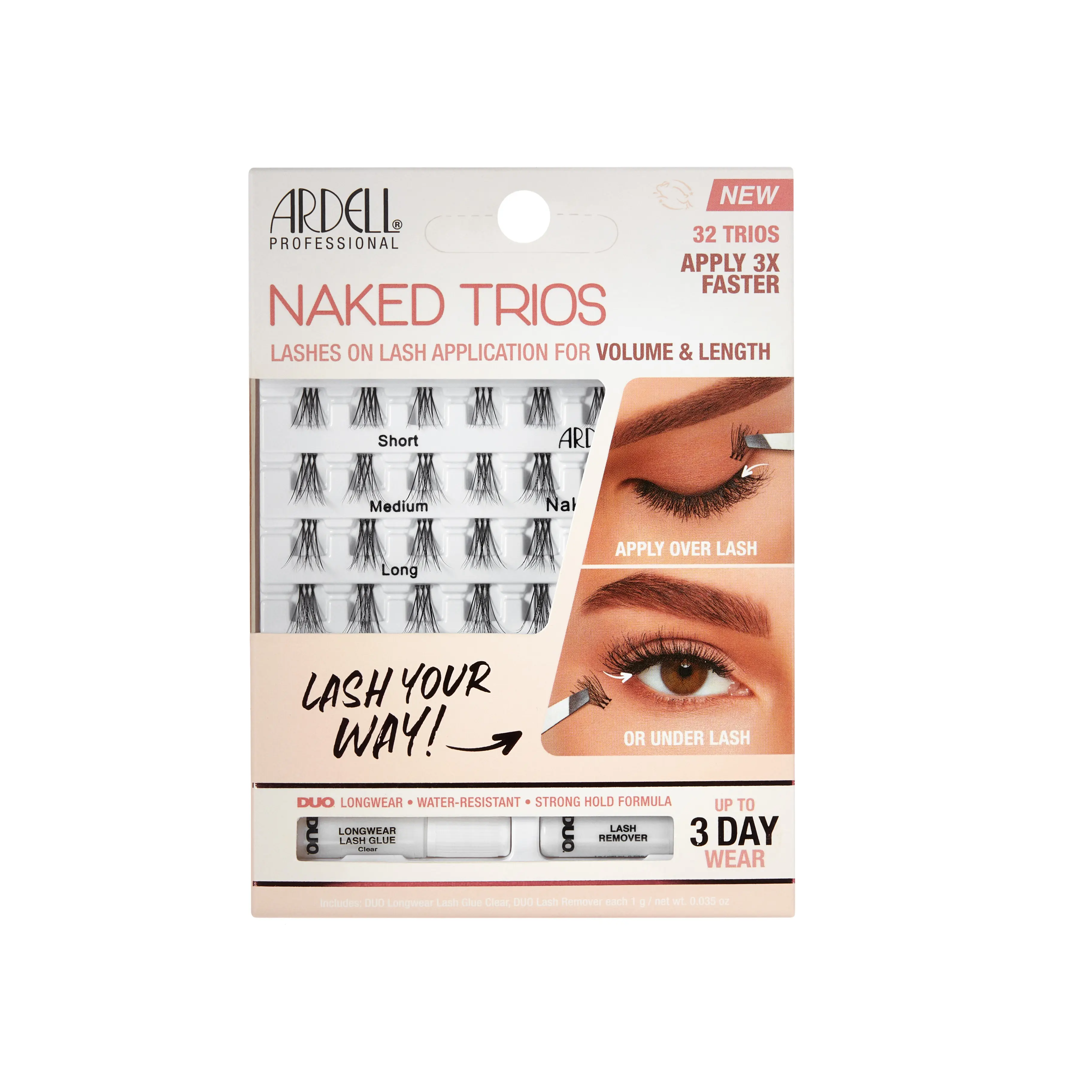 Ardell Naked Lashes trio Kit Eyelashes Makeup Cosmetic Lash Extensions