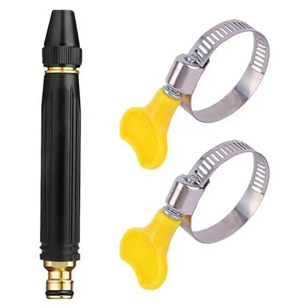 High-Pressure Car Wash Nozzle - Equipped with a booster nozzle and two hose clamps,this portable handheld sprayer is an essential tool for watering plants and vegetables,washing cars,garden cleaning,pet bathing,and outdoor rinsing.