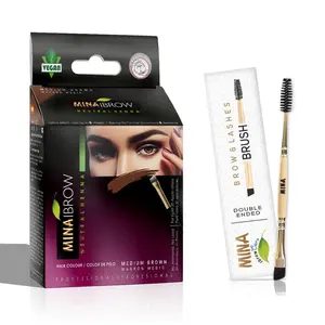 Mina Ibrow Henna Regular Brow Tint Kit - Medium Brown with Duo Angled Brush