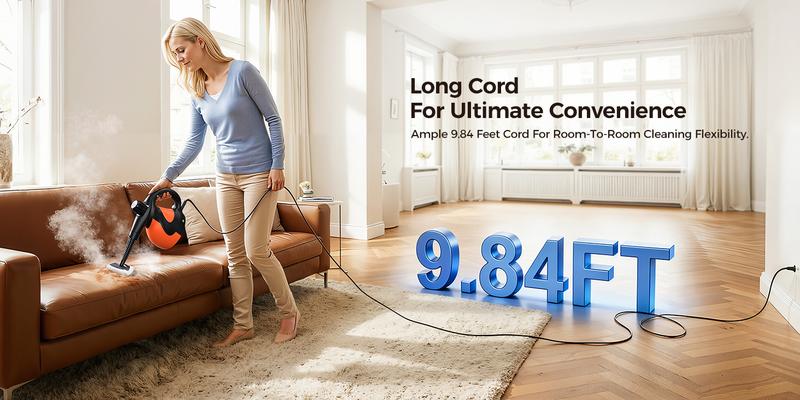 Pressurized Handheld Multi-Surface Natural Steam Cleaner with 9 pcs Accessories Powerful Chemical-Free Steamer for Home Car Cleaning Washing Machine Air Conditioner Kitchen Appliances Tool Household