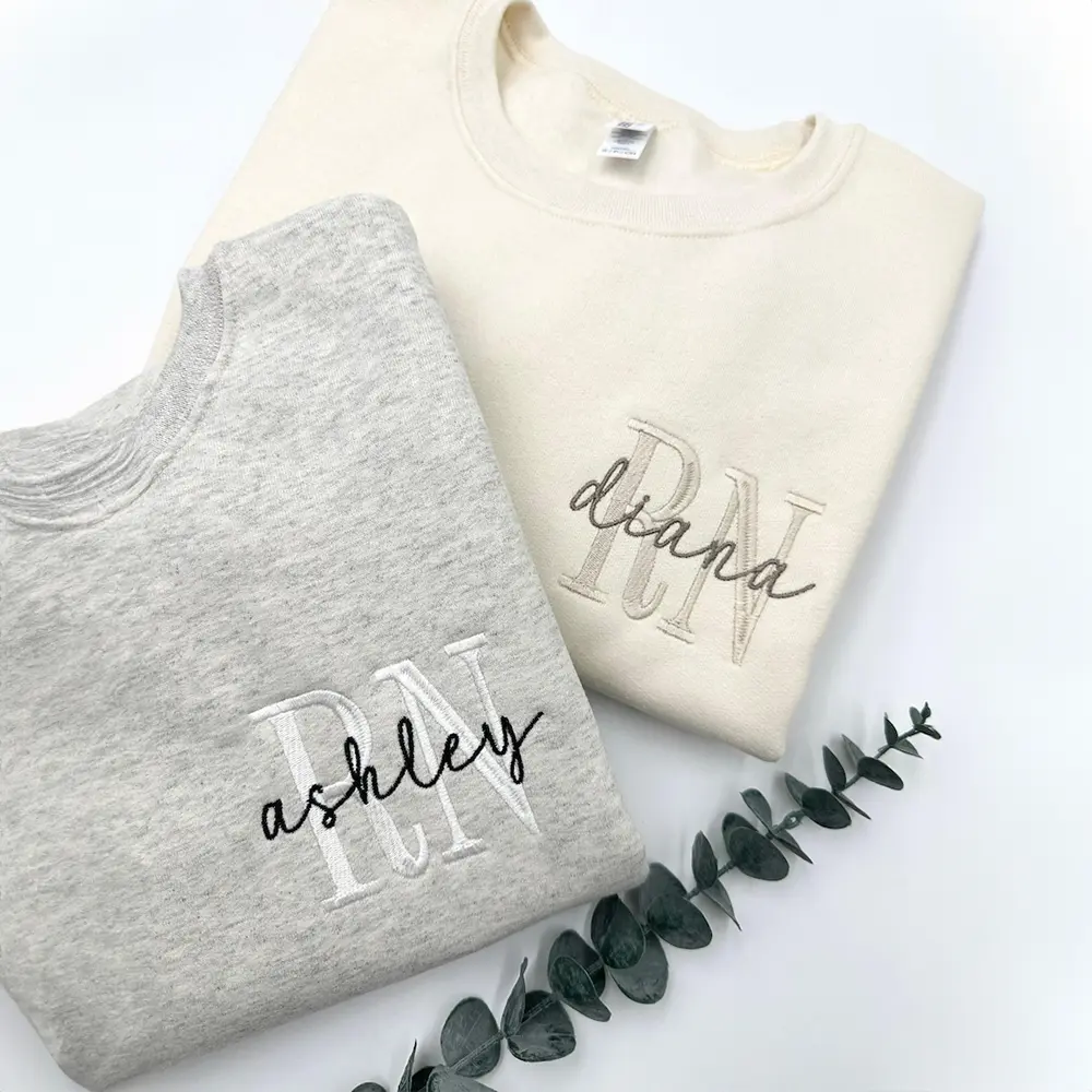 Custom Nurse Embroidered Sweatshirt, Gemma Athletic Block Nurse Sweatshirt, RN Crewneck, Nursing Student Gift, Nurse Graduation Gift