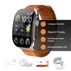 6-in-1 Smartwatch Gift Kit ,concluding Bluetooth headphone, Fast Charger, Type-C Cable & Adapter and 2 interchangeable watch bands – Portable Gift Set for Couples exchange gifts.