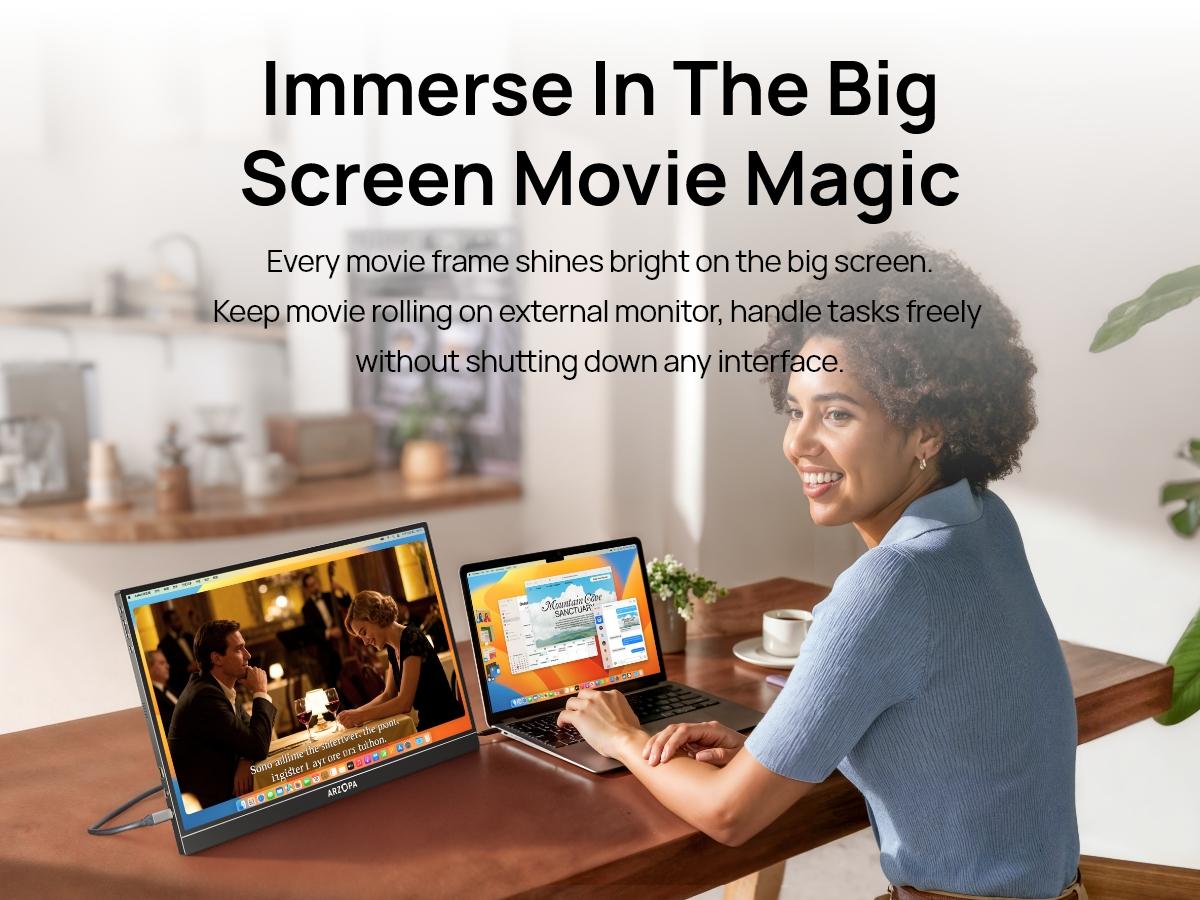 ARZOPA Portable Monitor 16.1"/17.3" FHD 1080P 60Hz/144Hz Laptop Screen Extender for PC Mac Xbox Switch PS5 iPhone IPS Display Computer Display HDR External Screen Game Workfromhome