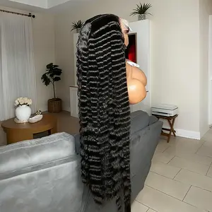 36 38 Inches Deep Wave 13X6 Hd Transparent Lace Front Human Hair Wigs Brazilian Pre Plucked 13X4 Handmade Curly Lace Frontal Remy Wig 180 Density For Women