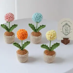 Crochet Marigold Flower, Birth Flower Gift, Handmade Potted Flower, 6 Inch Crochet Plant, Birthday Gift, Forever Flower Decor