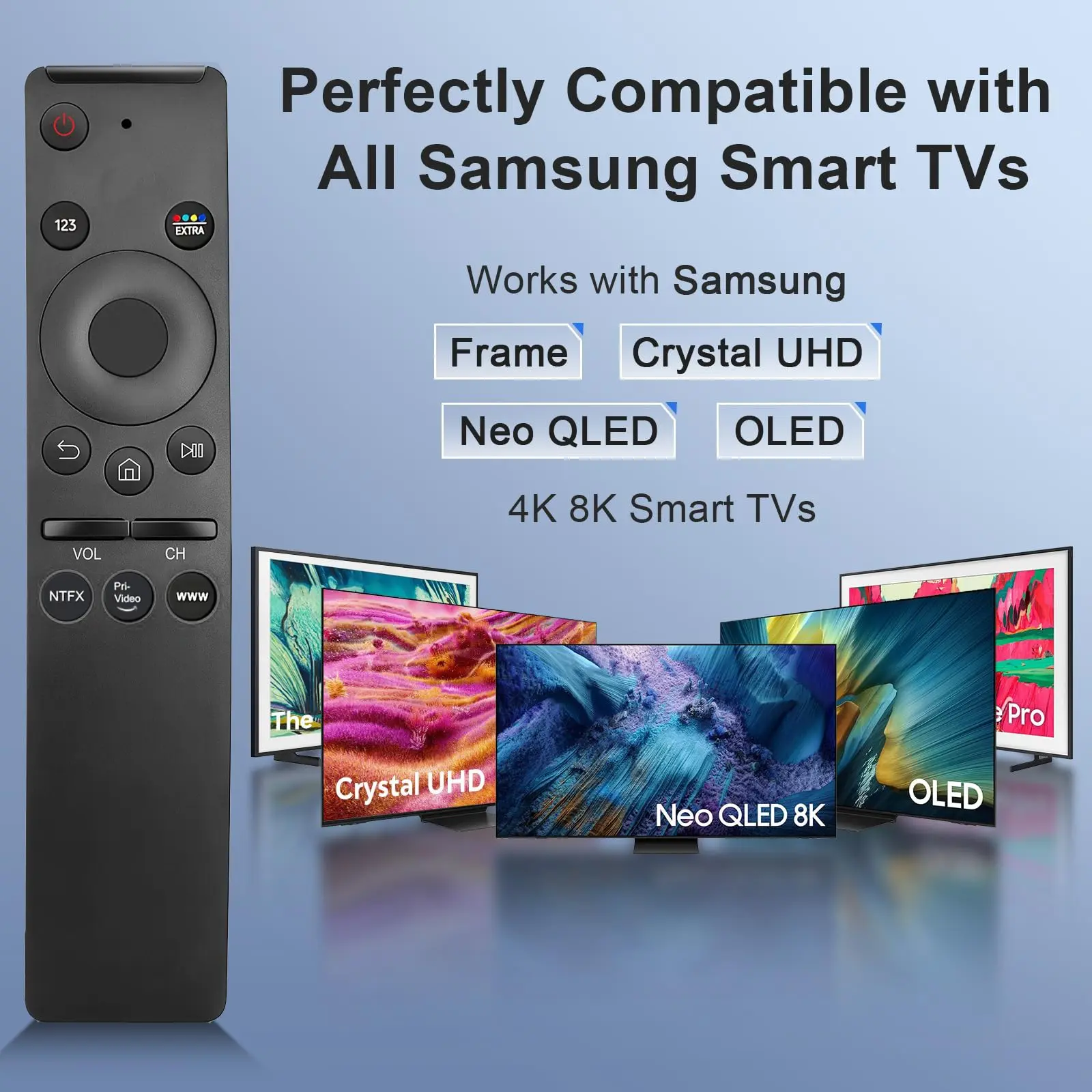 Universal Remote Control for All Samsung Tvs, Compatible with Frame Crystal Uhd Neo Qled Oled 4k8k Smart TV, Hot Key Function, Wireless Remote Control