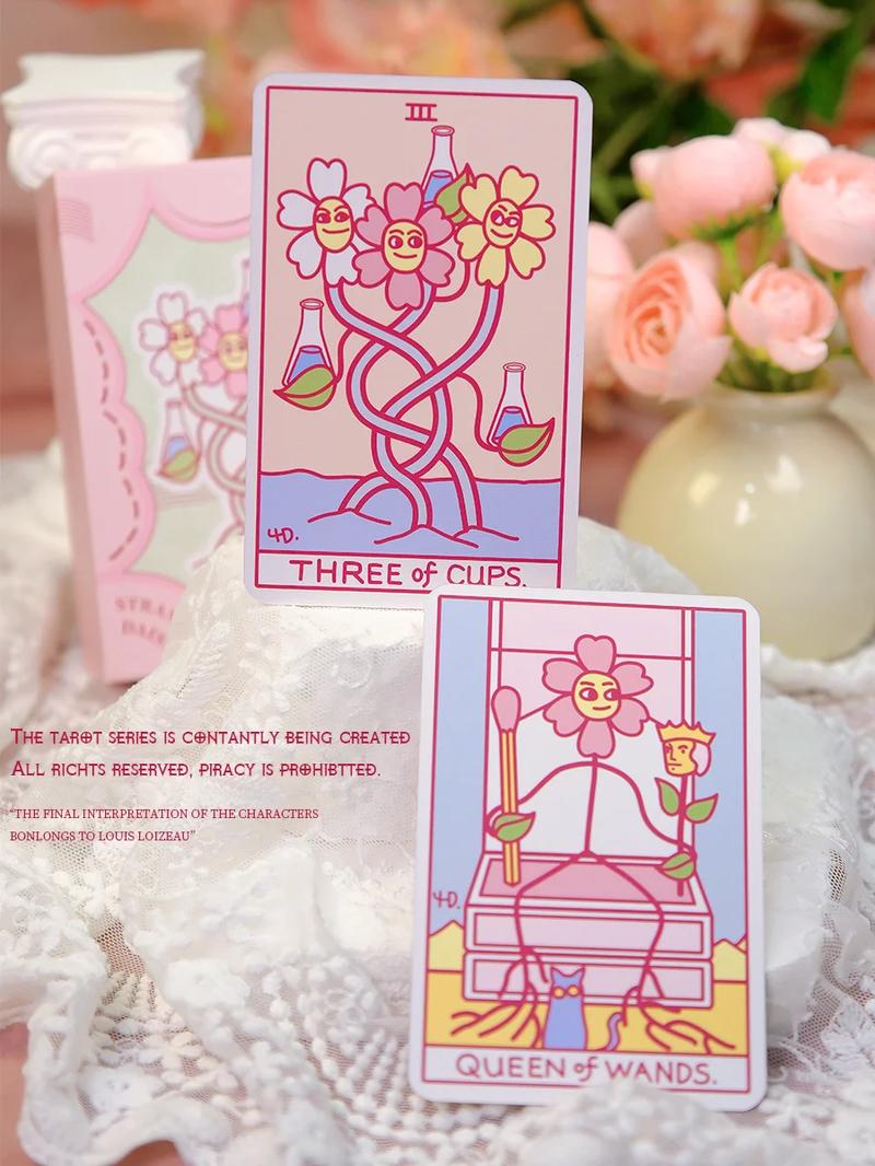 【Wohstudios】Ridiculous Flowers Standard Edition Quirky Simple Cute Drawing Style Tarot Cards, Copperplate Paper
