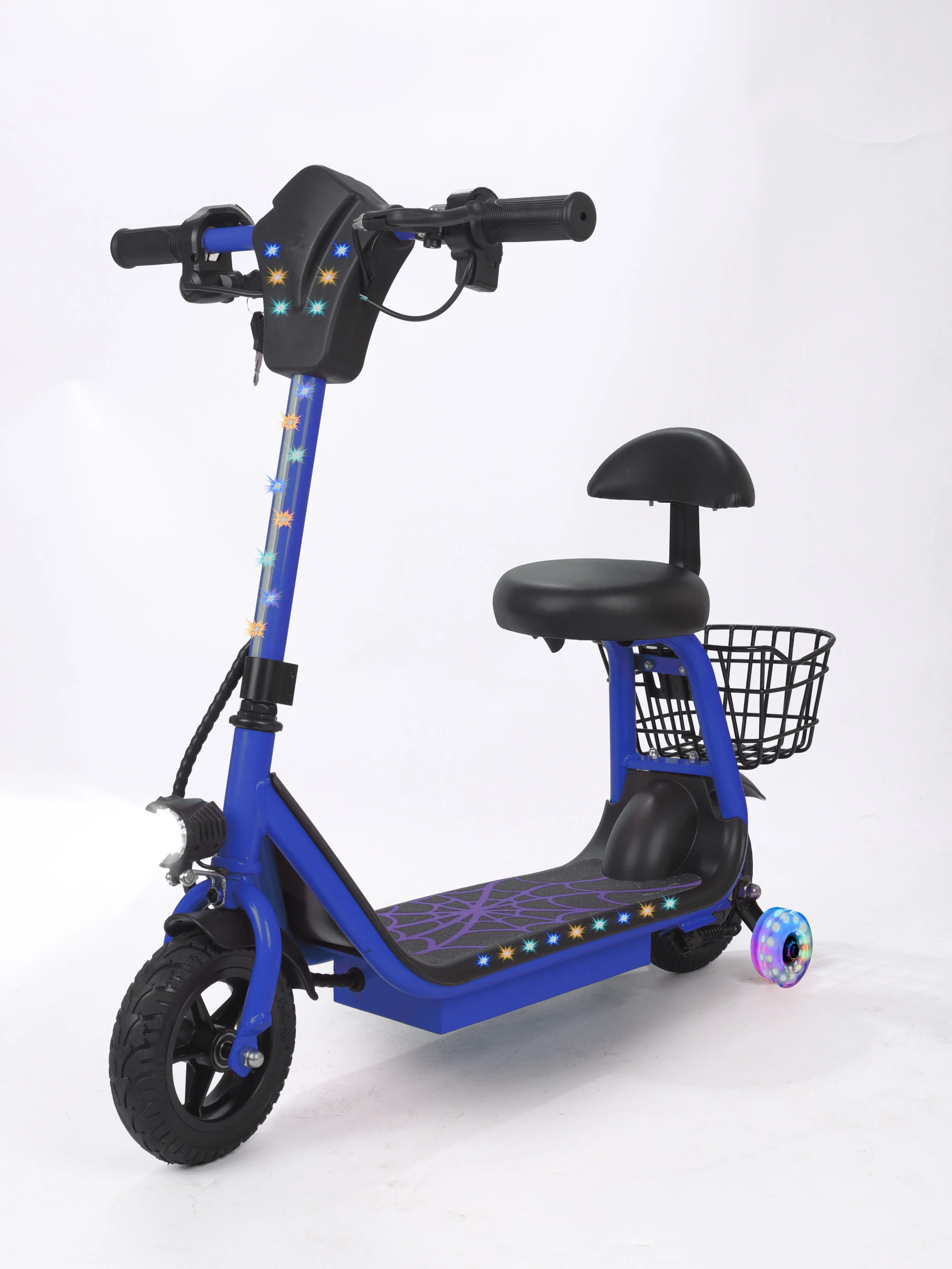 Kids 2-in-1 Electric Scooter for Ages 4-10 - 250W Motor, 12mph Max Speed, 10Miles Range, Removable Seat & Basket, Headlight, Brake Taillight, Smart App Parental Control, Outdoor Fun Sports Equipment, Ideal Gift