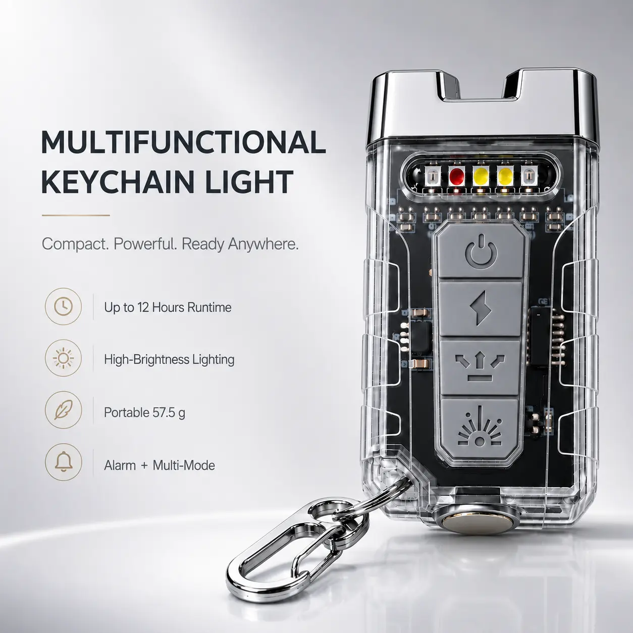 Summer vibe SDT-01 Magnetic Keychain Flashlight, 600 Lumens RGB & UV Laser Light, 12H Runtime, 100M Beam, IPX4 Waterproof Rechargeable EDC Light for Outdoor Camping Emergency Use
