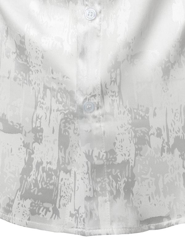 ZEROYAA Men's Shiny Luxury Silk Satin Jacquard Dress Shirt Short Sleeve Button Up Shirts for Party Prom ZEROYAA Men's Shiny Luxury Silk Satin Jacquard Dress Shirt Short Sleeve Button Up Shirts for Party Prom