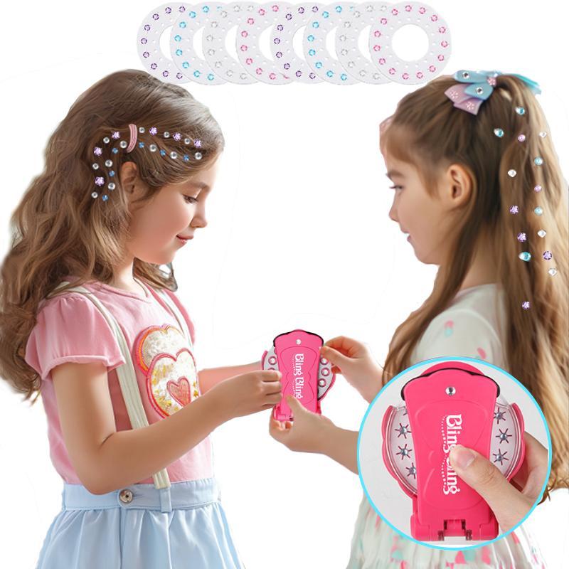 Glitter Diamond Styling Tools Hair Gemstone Styling Set+180 colorful gemstones to light up girls' hair,clothes,accessories,etc,, birthday gift for all hair types/hairstyles-Hair Care, No Heat Required Hair StylingAccessories,Mobile phone diamonds