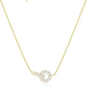 Plated Pendant Necklace for Women, Dainty Pendant Necklace Trendy Cubic Zirconia Choker Necklaces for Women Simple Gold Everyday Jewelry