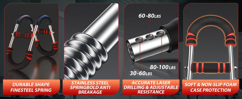 Arm Trainer,3 Level 60-100LBS Adjustable,Chest&Arm Workout Equipment for Men,Muscle&Strength Trainer,Portable Spring Resistance, Perfect Gift