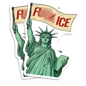 Printlabz - Anti-ICE 'No Human is Illegal' Rainbow Sticker Earth & Ice Cartoon Activist Art Equality Immigrant Rights Car - Fridge - 2 Pack 5 Inch - EPLS0162