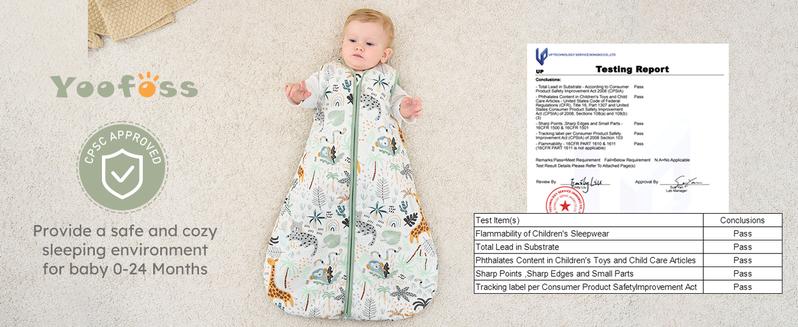 YOOFOSS Baby Sleep Sack Newborn 1.5/2.5 Tog Baby Wearable Blanket with 2-Way Zipper 100% Cotton Organic Fabric Winter Infant Sleeping Sack Warm Soft Comfy