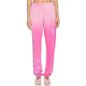 Lauren Moshi Butterfly Heart Sweatpant in Dark Pink Ombre