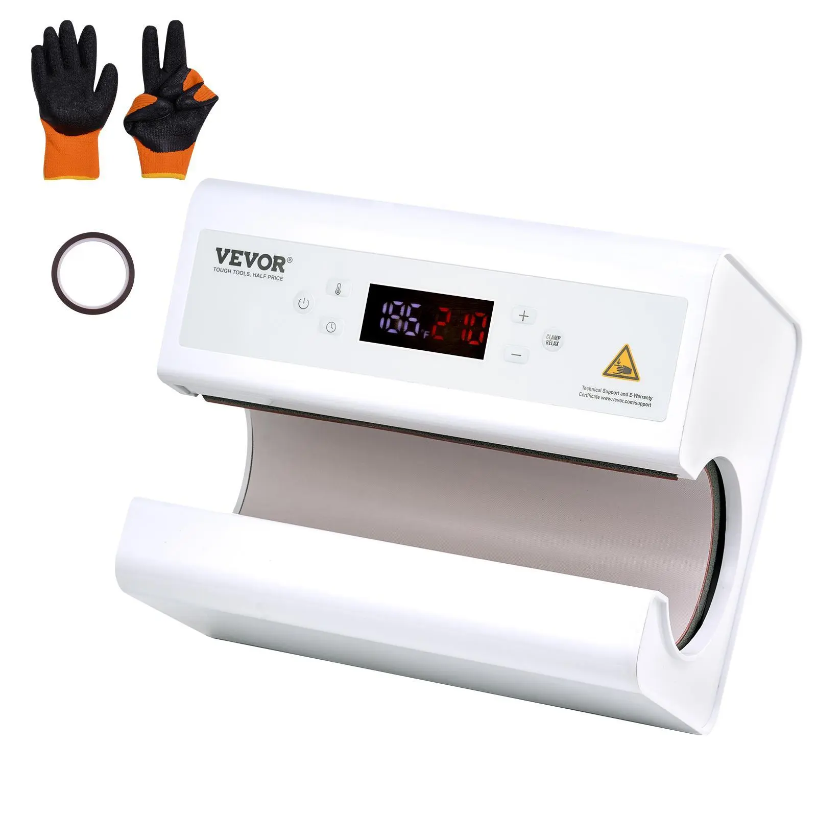 【summerfinds】VEVOR Auto Tumbler Heat Press Machine, Mug Heat Press for 11-30oz Sublimation Tumblers, Heat Up Fast and Even, Tumbler Press with Tape and Glove, Temp and Time Setting, for Tumblers, Cups, Mugs, White
