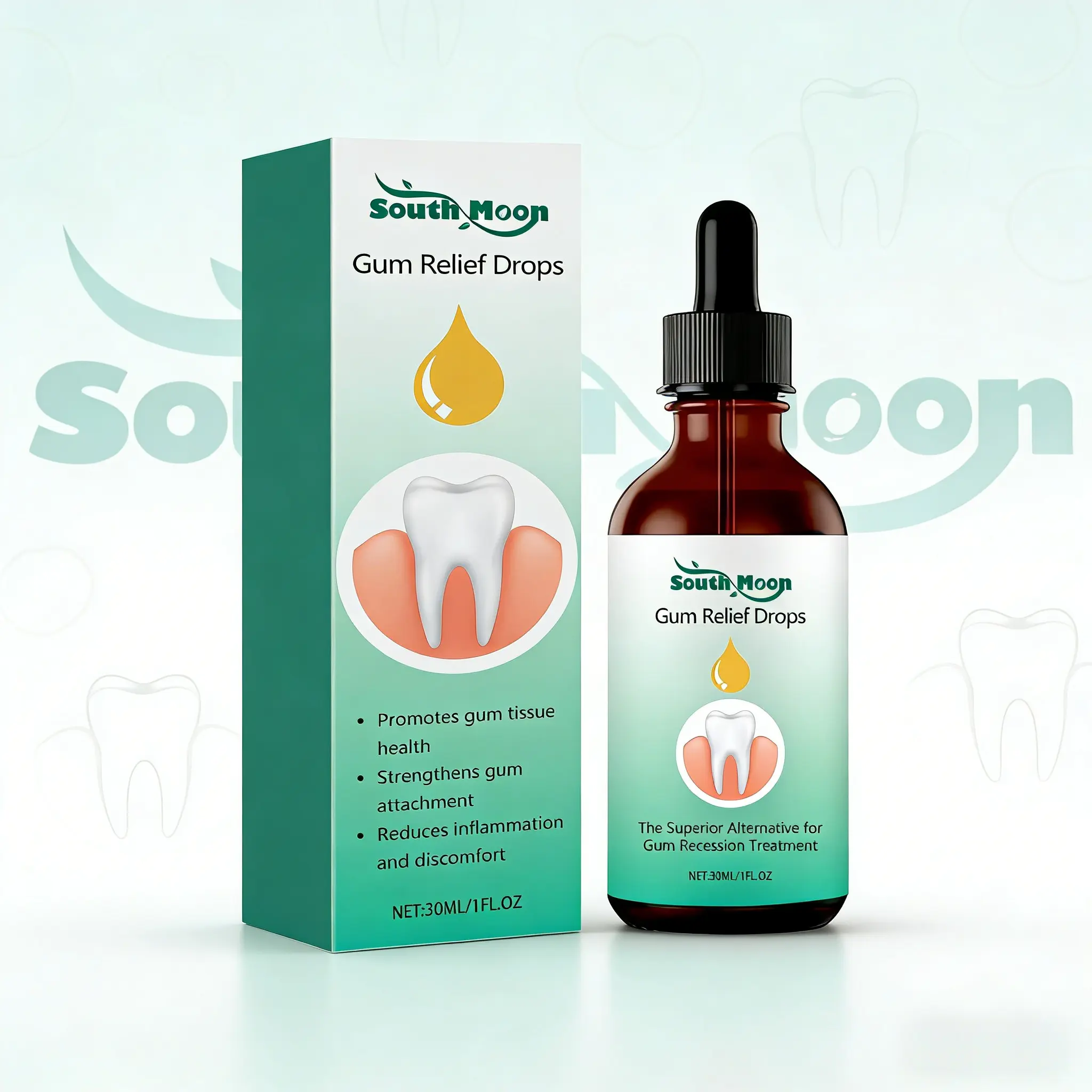 Manual Water Mint Oral Care Kit with Gum Repair Drops & Cleanser - Periodontal Health Support, Receding Gums Relief, Swelling Reduction, Stain Tartar Plaque Removal