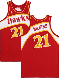 Dominique Wilkins Atlanta Hawks Autographed Red Mitchell and Ness 1986 Hardwood Classic Logo Authentic Jersey - Fanatics Authentic Certified
