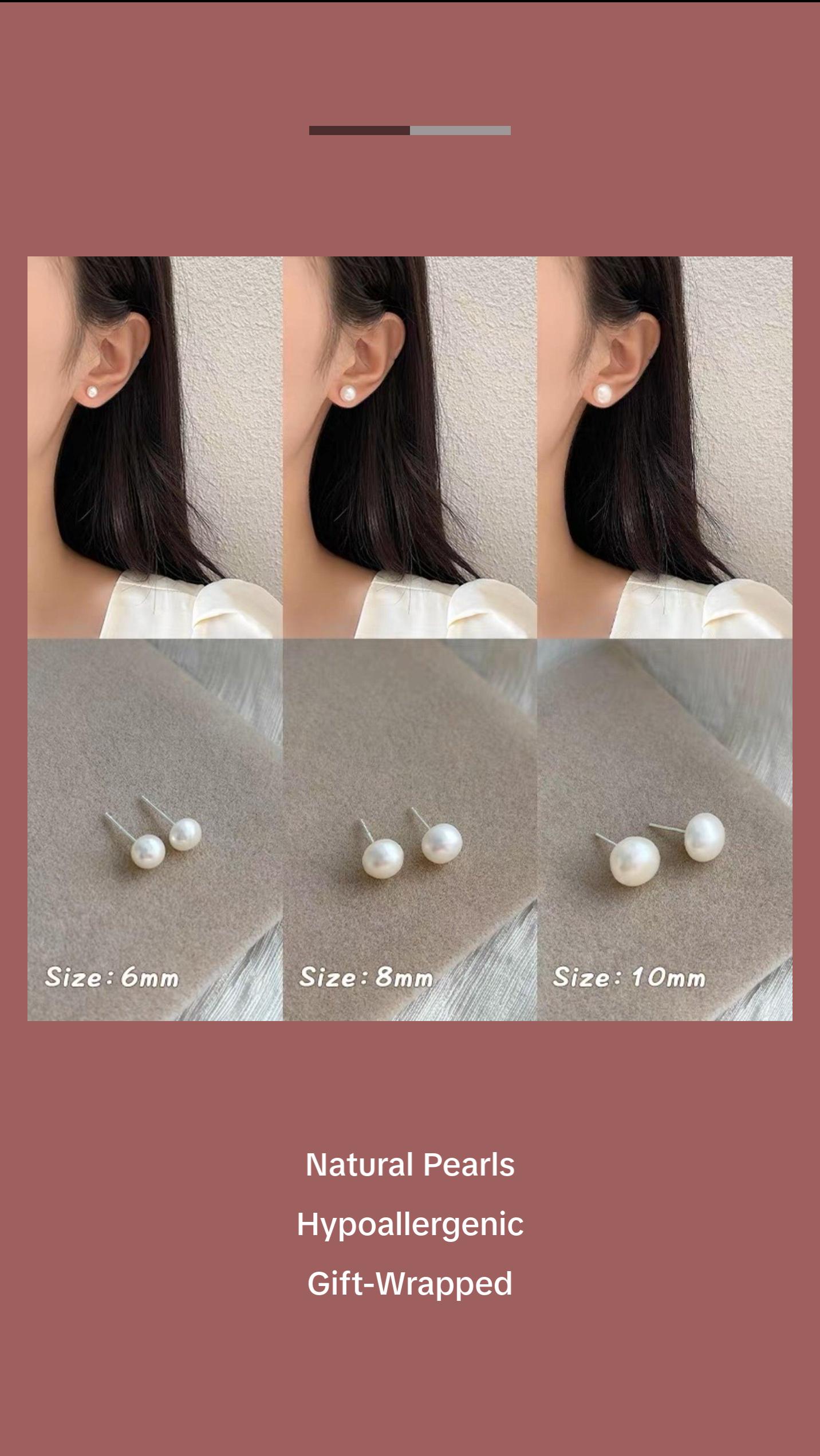 Natural real pearl simple stud, 6mm 8mm 10mm round pearl studs, Ivory pearl stud earrings, Everyday stud earrings, Minimalist pearl earrings