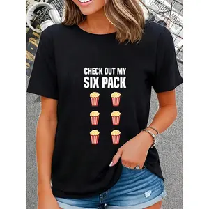 100% Cotton Funny Popcorn Shirt Six Pack Popcorn Lover I Love Popcorn T-Shirt