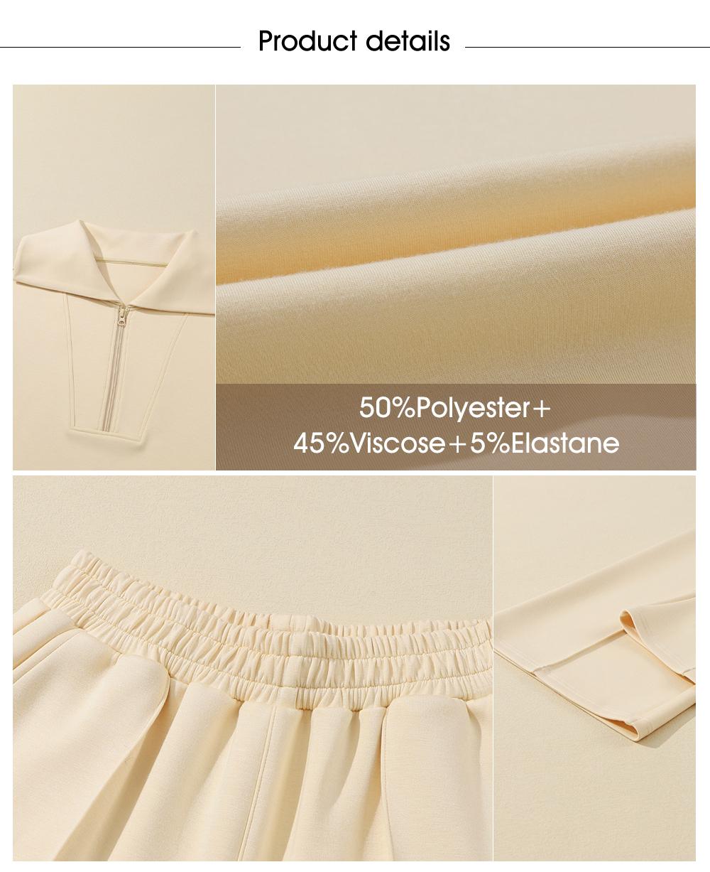 Aleumdr Women's Two-Piece Outfit Half-Zip Sweatshirt & Wide Leg Sweatpants Tracksuit for Autumn Sportswear Running Fitness Loungewear Set