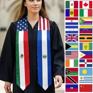 Custom 2/3/4 Flags Mixed Graduation Sash, Country Flags Graduation Stole, Personalized Graduation Gift for Friends,Class of 2026 Grad Stoles