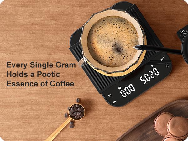 Ultrean Coffee Scale Rechargeable Espresso Scale with Timer 3kg 0.1g Accuracy for Pour Over and Drip Coffee Digital Weighing Machine