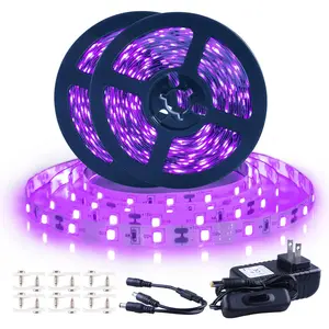 Black Light Strip, 40ft/12m、32.8ft/10m Flexible UV Black Light with LED kit,  12V UV Light, Indoor Dance, Bedroom Decoration，Stage, Birthday, Wedding, Dark Party,not Waterproof