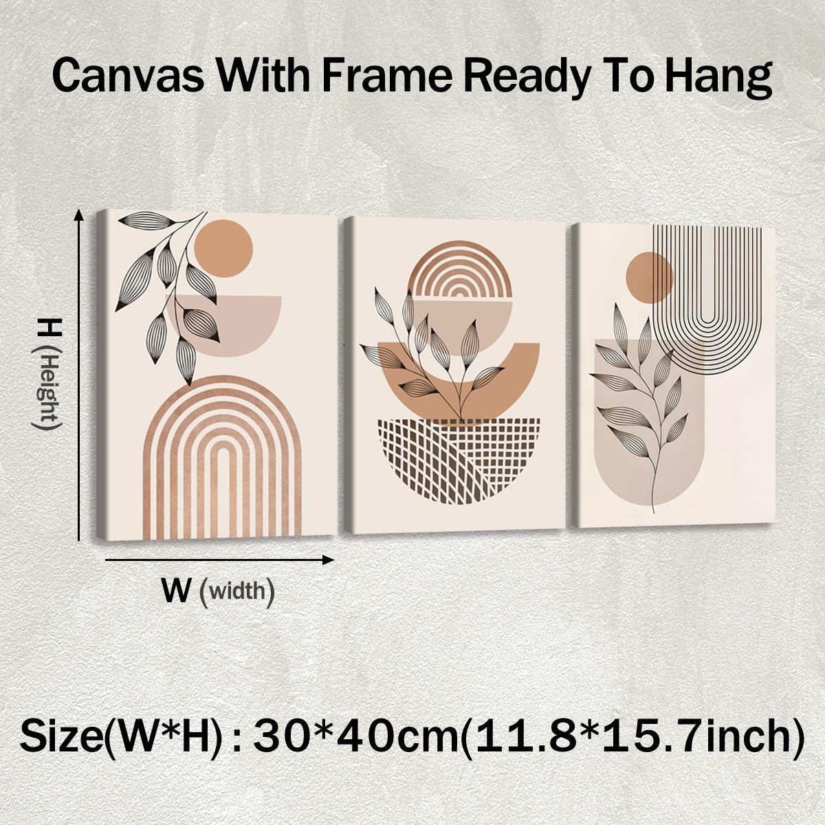 3Pcs Wooden Framed Canvas Painting, African Woman Abstract Geometric Shapes Gold Orange, Exquisite Poster, Home Decoration, Pattern Wall Art Decor, For Living Room, Bedroom, Office, Restaurant, Bar Wall Decor, Odorless, Painting, Print Artwork