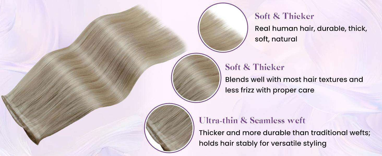 LaaVoo Hand Tied Genius Weft Hair Extensions Human Hair Virgin Human Hair Sew in Hair 50 Gram- 80 Gram SpringStatements