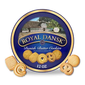 Danish Butter Cookies Assorted Premium Cookies Gift Tin Classic Buttery Cookies 12oz