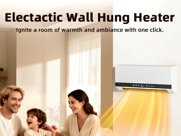 Smart Wall Heater with 3 Modes& PTC heating,Remote Control, Adjustable Thermostat, 24H Timer, Easy Installation for Bedroom, Office, Home Indoor Use