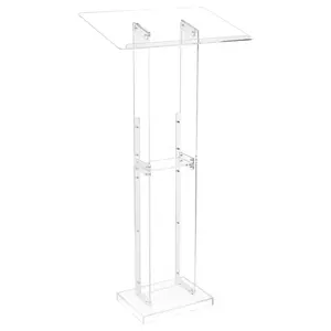 50" Portable Acrylic Podium Stand – Wide Reading Surface with Built-In Storage Shelf for Lectures/Events