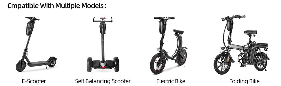 ROCKBROS Scooter Storage Bag, Water Resistant Front Hanging Bag for Xiaomi M365/M365 Pro/Segway ES/Folding Bike, 2L/3L Capacity, PU+EVA Fabric, Reflective Logo Design