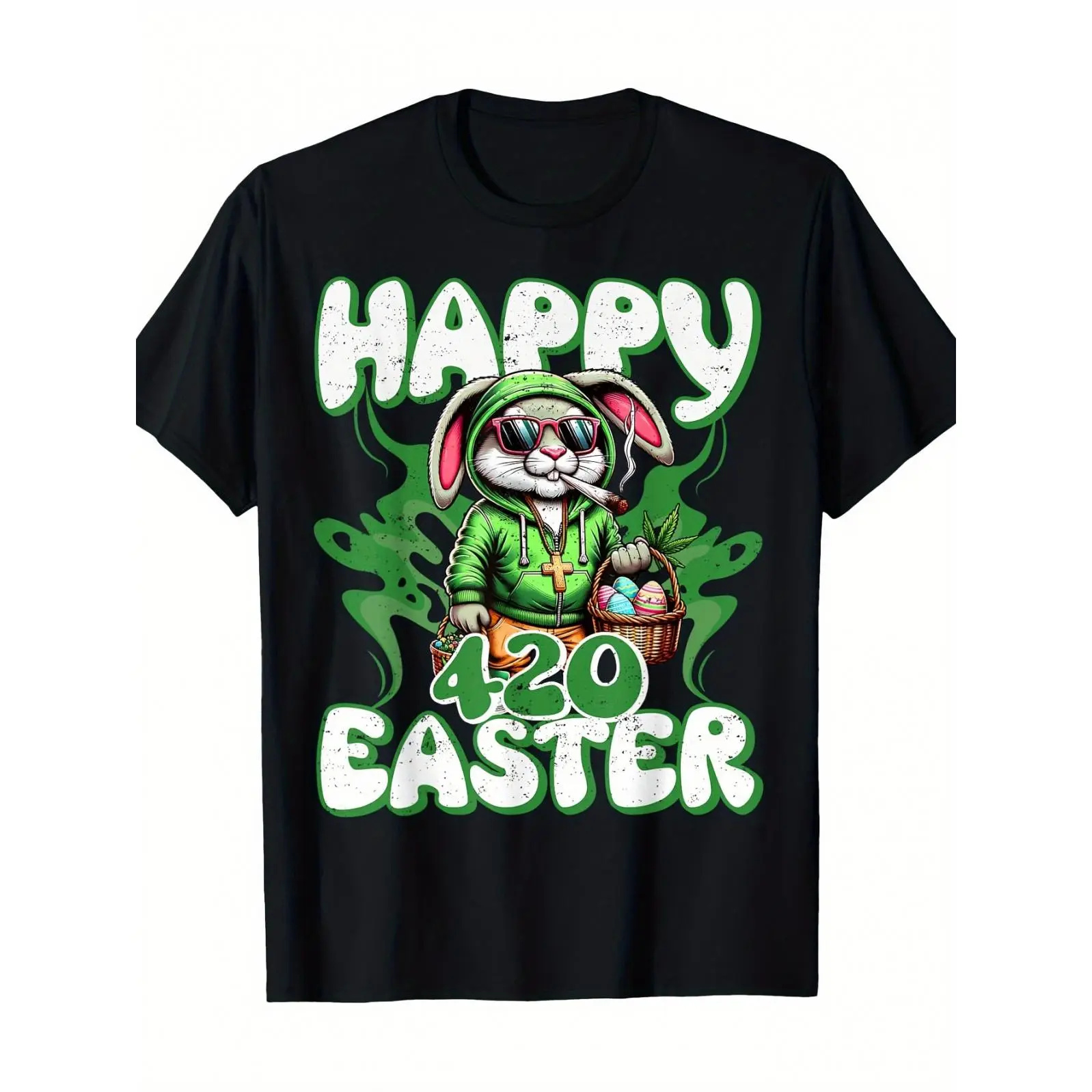 Happy 420 Easter Funny Smoking Easter Bunny Men'S T-shirt Cotton Printed