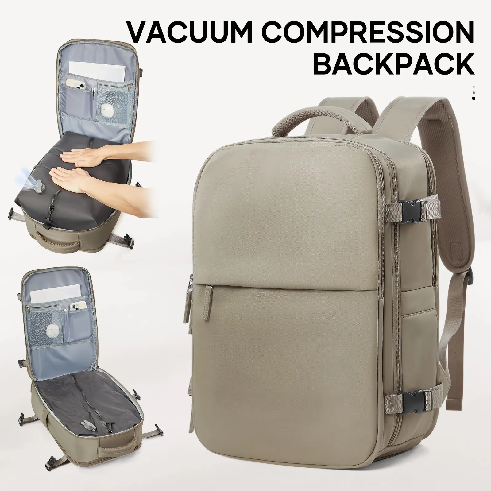 HYC00 Vacuum Travel Backpack with Pump, VacuumSealCompression Backpack, Large Travel Bag For WomenMen, Durable Outdoor Hiking Sports Rucksack,AirlineApproved Carry On Backpack, Travel EssentialsTraveling Bag