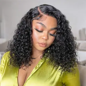 OQ HAIR C Side Part Water Wave Glueless Bob Wigs 180% Density 7x5 HD Lace Wear Go Wig Bleached Knots Pre-plucked Human Hair