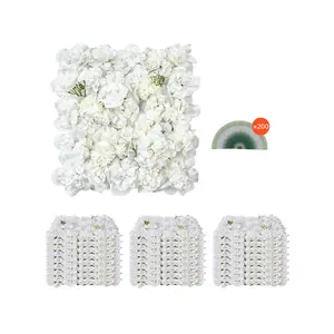 24-Pcs 3D White Flower Wall Panels (15x15") – Seamless Artificial Floral Backdrop with Mesh Backing, Easy Install for Weddings, Valentine's, Baby Showers & Home Decor