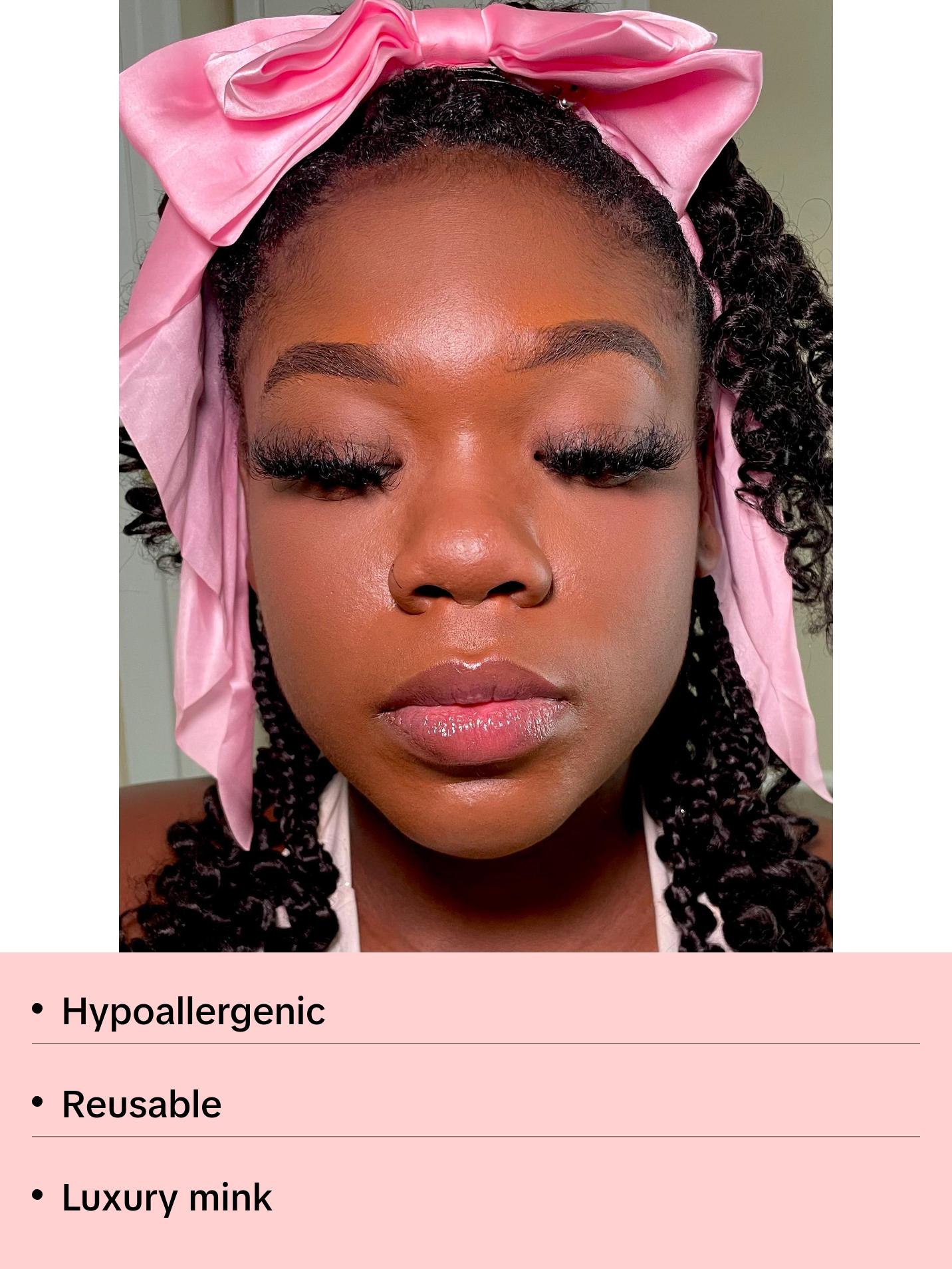 Enchanted Fluffy Mink EyeLash - 15-25mm Soft Cotton Band Lashes in Reusable Hard Case